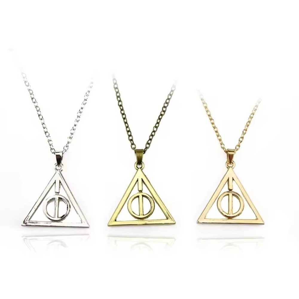 Gold Tone Harry Potterter Deathly Hallows Symbol With Spinning Center Circle - Picture 8 of 8